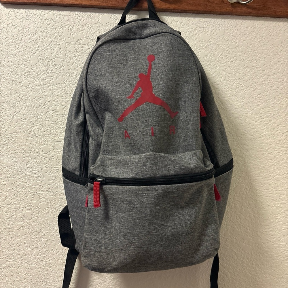 Air Jordan backpack gray and red